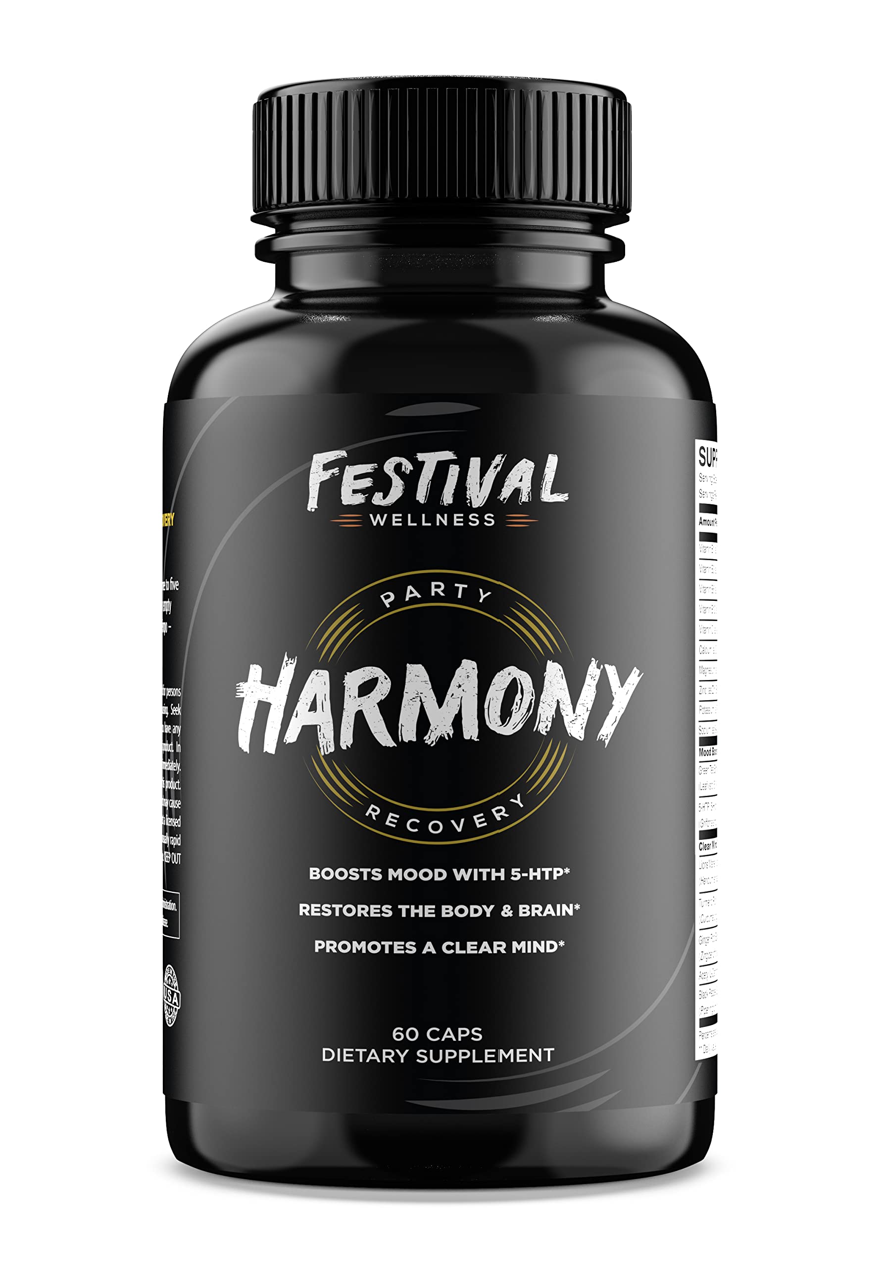 Harmony bottle front from Festival Wellness, post-festival recovery and mood support.