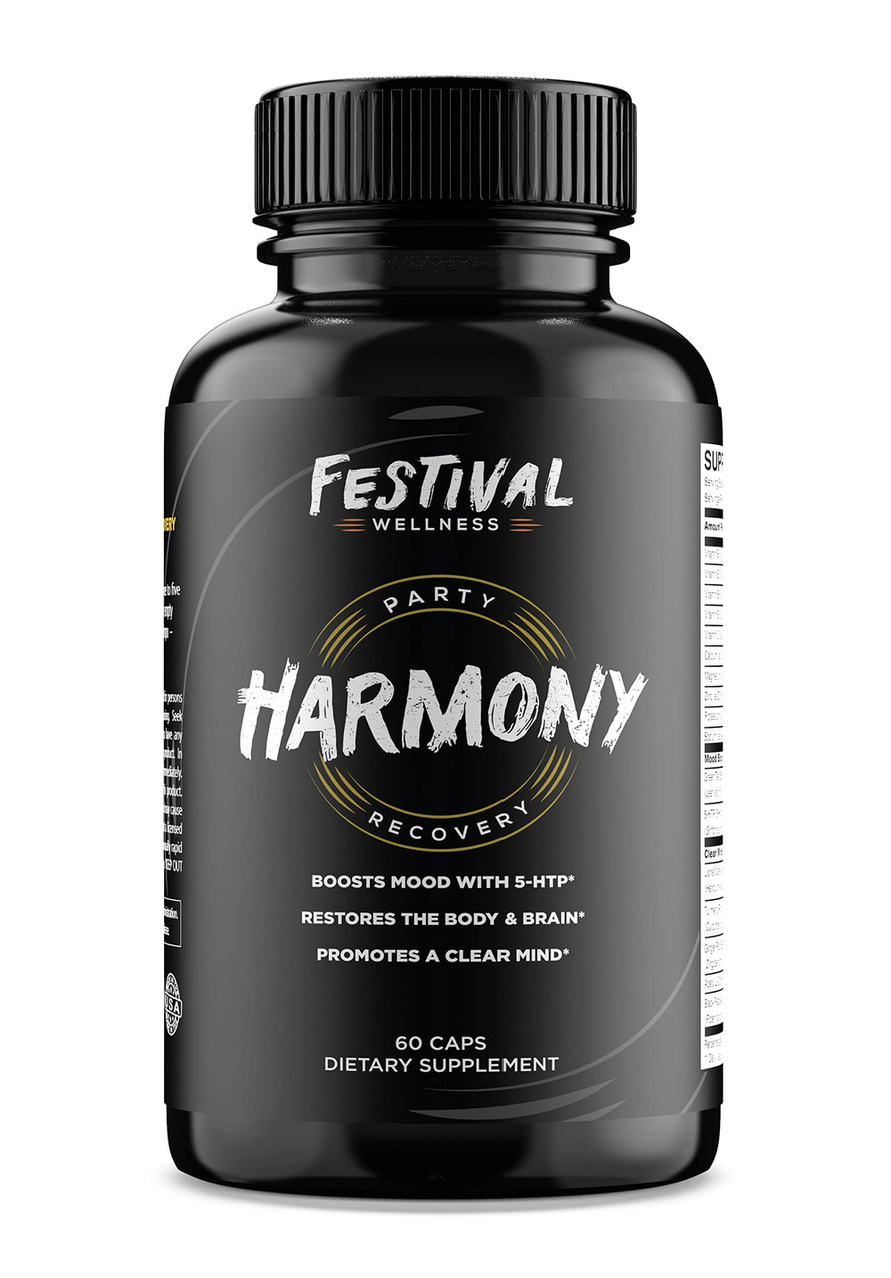 Harmony bottle front from Festival Wellness, post-festival recovery and mood support.