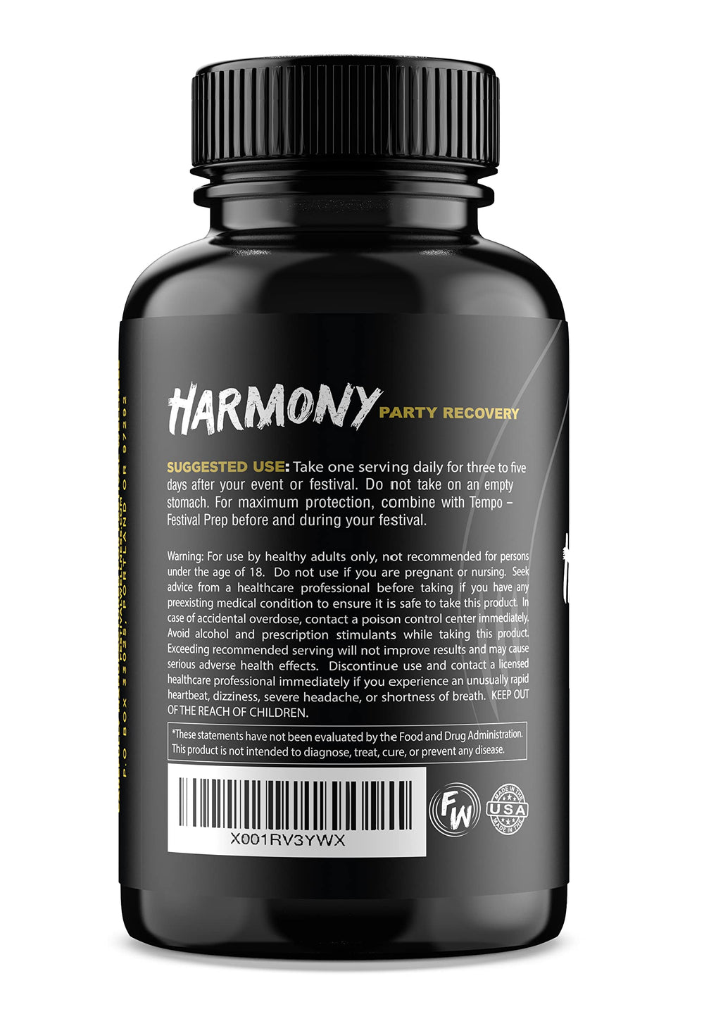 Harmony capsules closeup ready for easy daily post-event use.