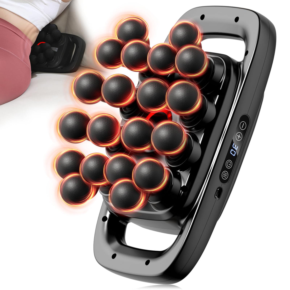 Feyano 20-head massage gun front view for full-body relief and portability