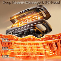 Feyano massager on back demonstrates targeted shoulder relief and muscle recovery
