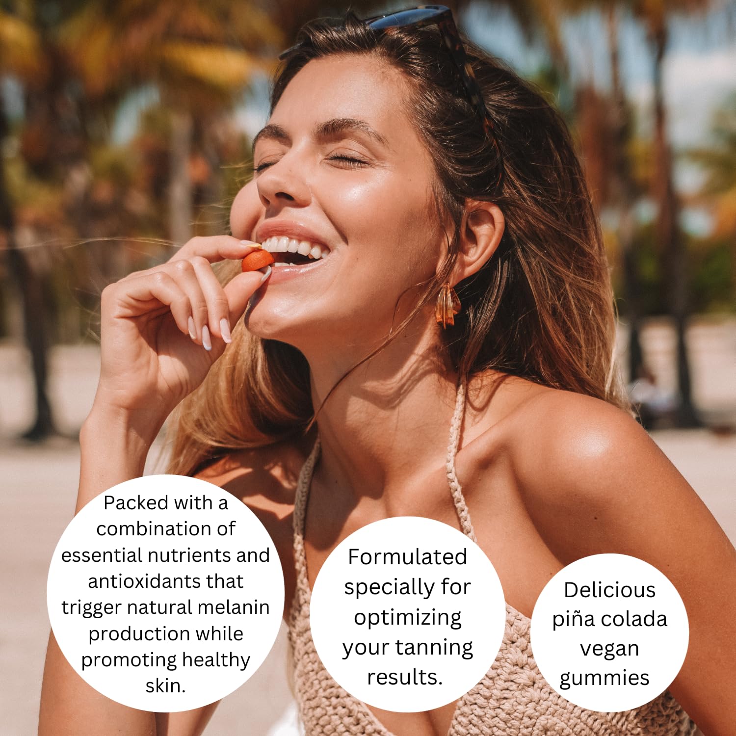 FGBG Summer Glow Gummies ingredients highlight antioxidants and essential nutrients for skin-friendly routine.