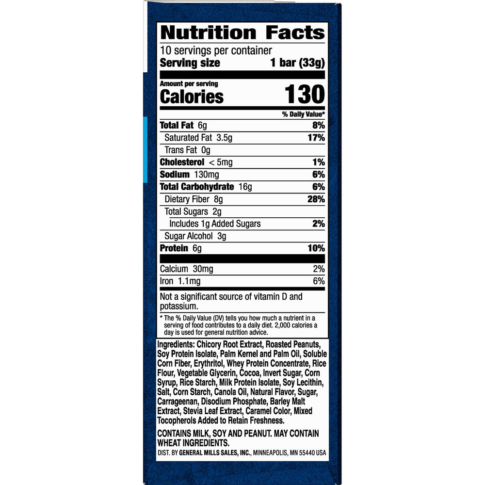 Fiber One Chewy Protein Bars chocolate coating close-up, ideal quick protein boost.
