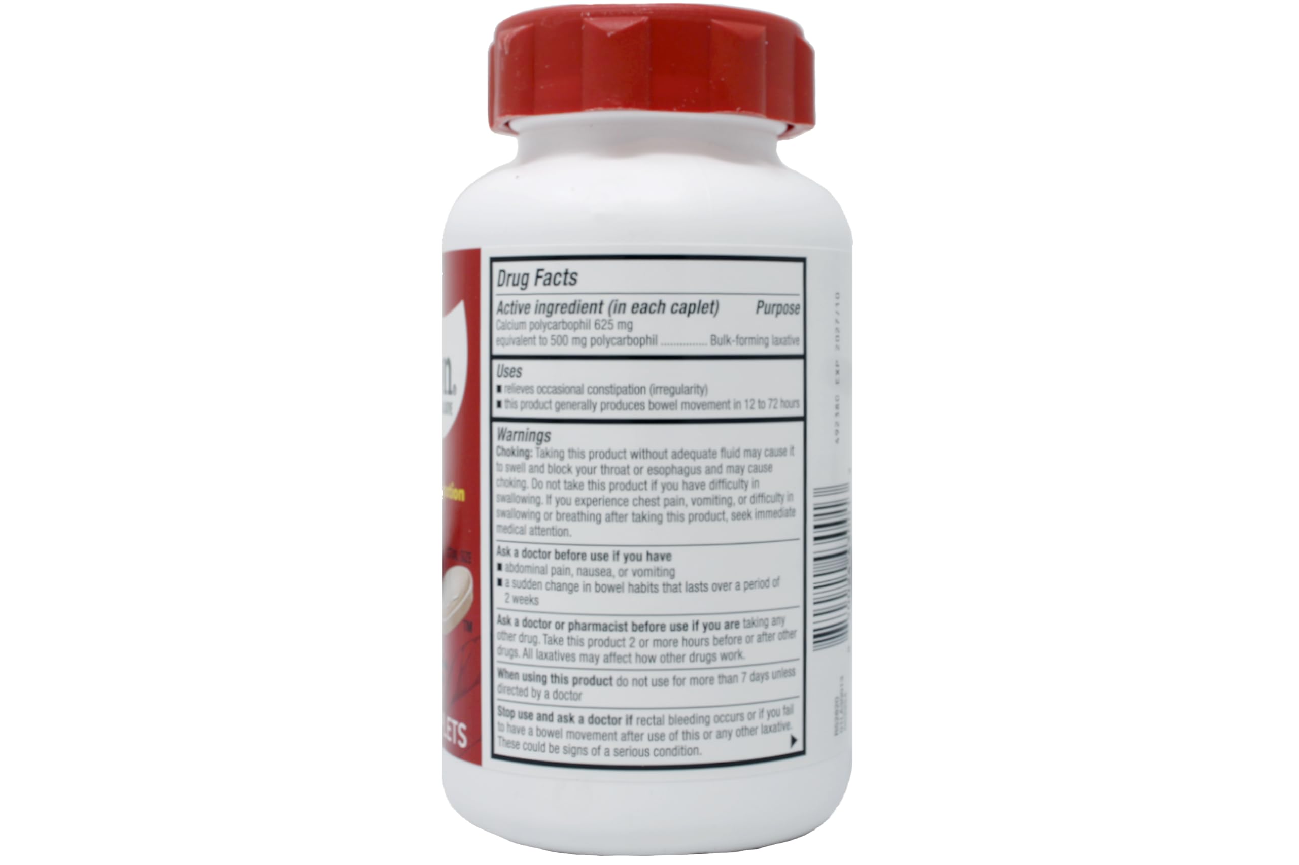 Value-size FiberCon box highlighting 140 caplets per bottle