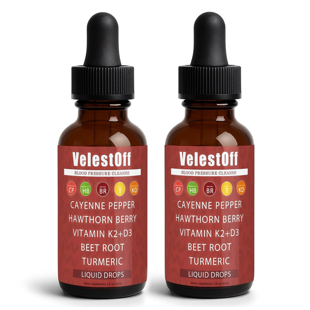 Fibosara Velestoff Cayenne Drops bottle closeup for daily vitality.