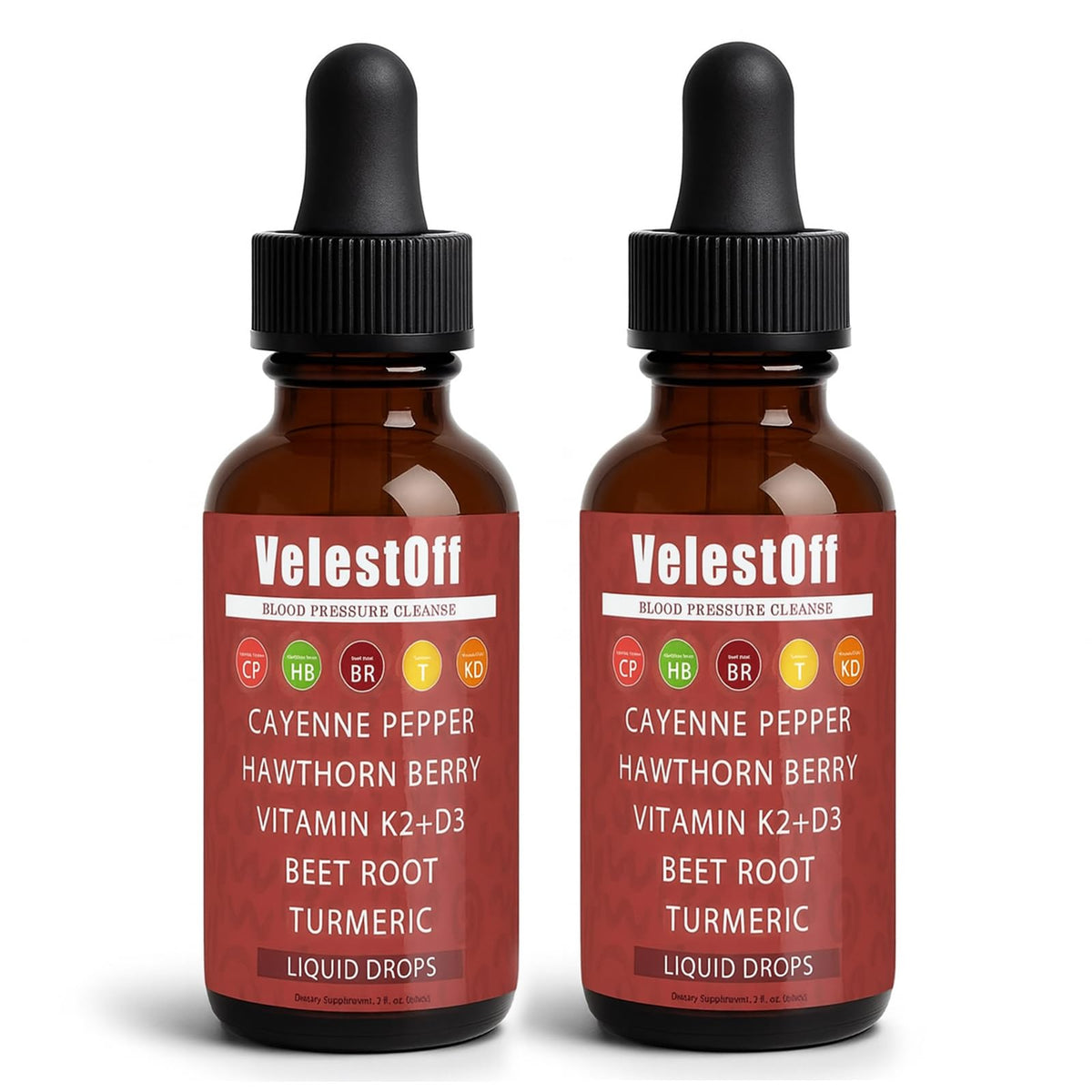 Fibosara Velestoff Cayenne Drops bottle closeup for daily vitality.
