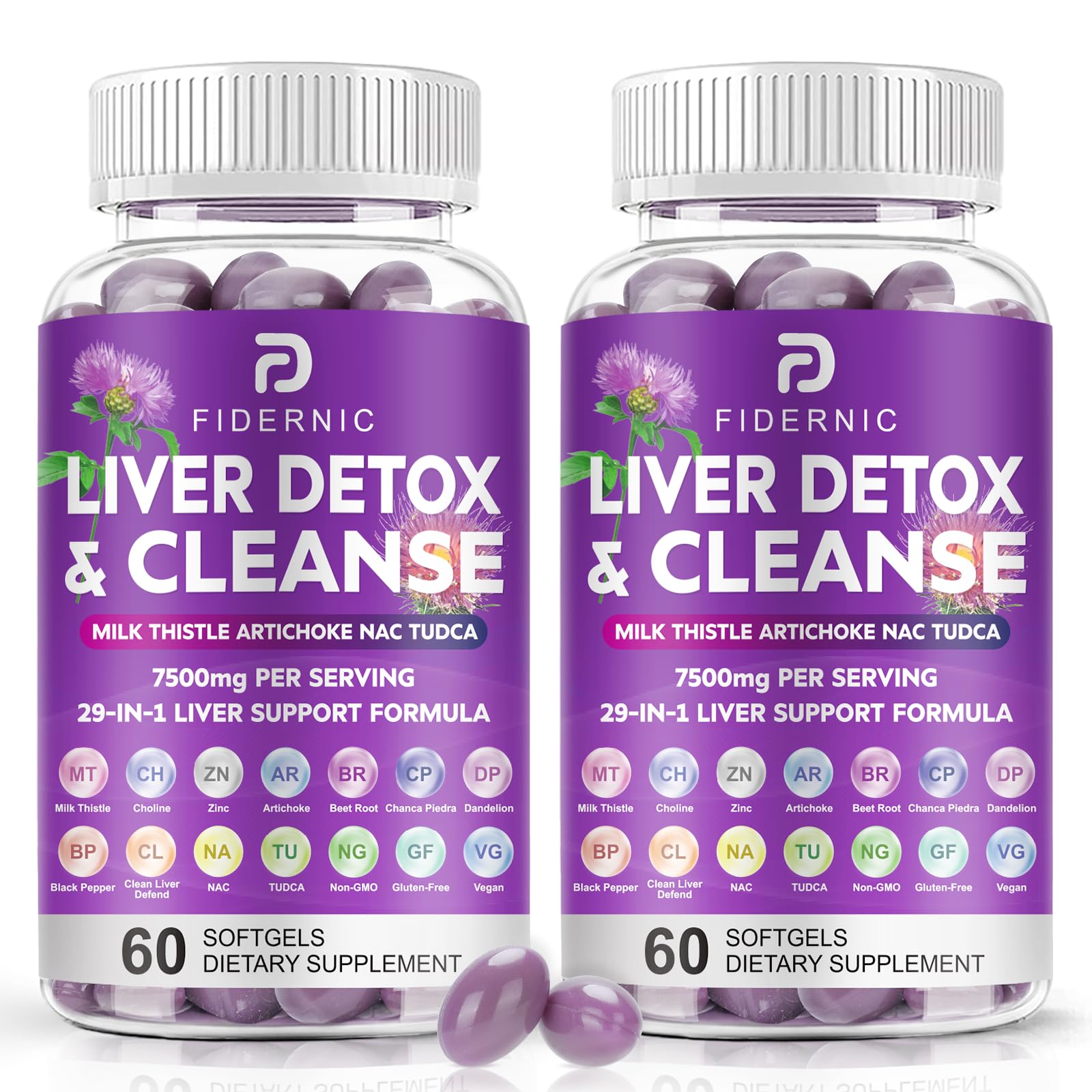 FIDERNIC Liver Cleanse softgels bottle for daily liver support