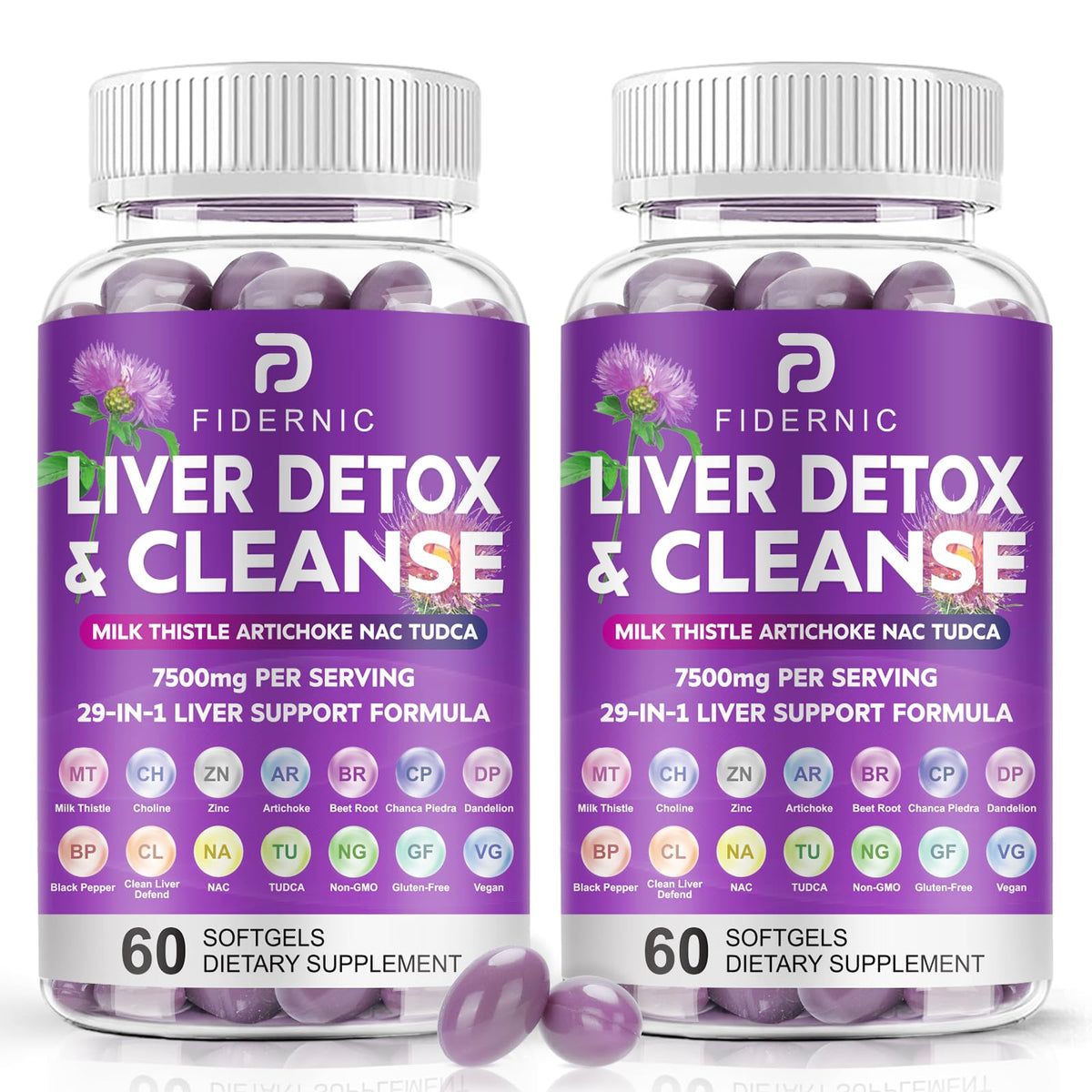 FIDERNIC Liver Cleanse softgels bottle for daily liver support
