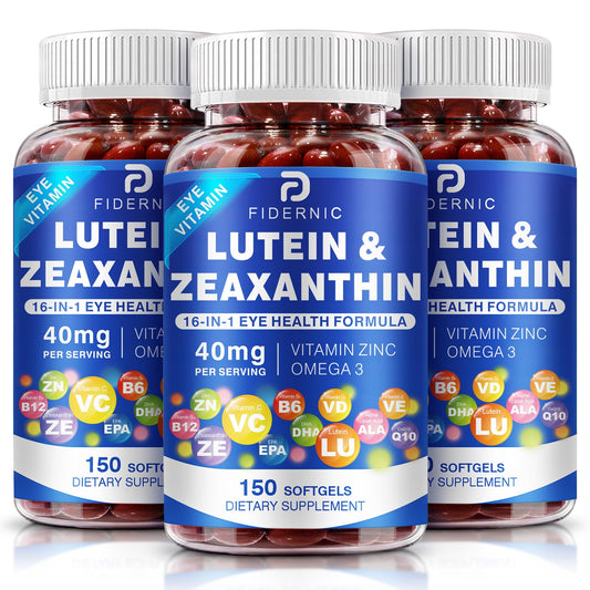 FIDERNIC Lutein Zeaxanthin softgel bottle supports daily eye comfort and blue light protection.