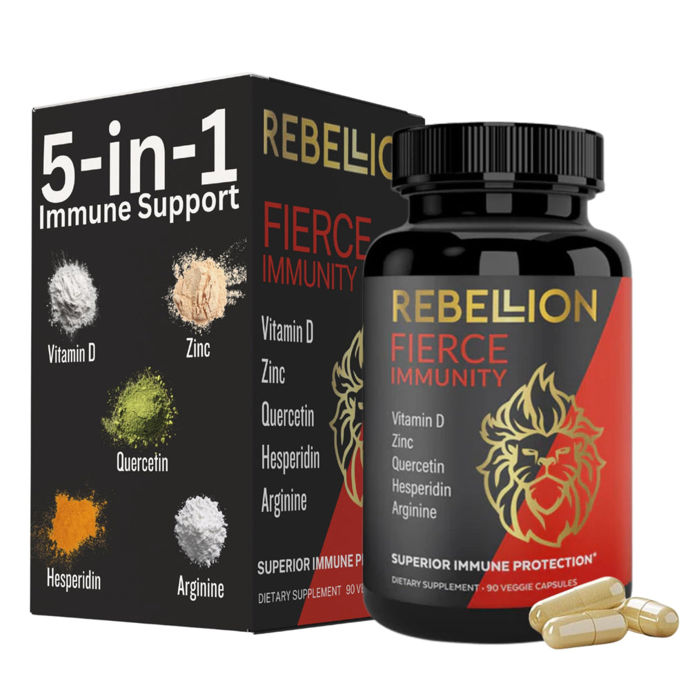 Fierce Immunity bottle front displaying a 90-capsule pack for daily immune support