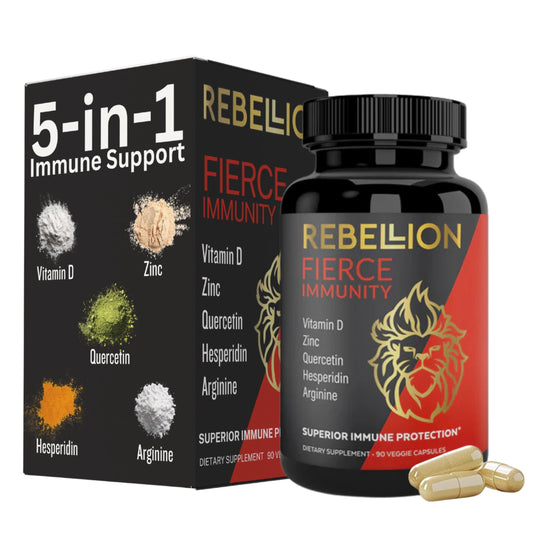 Fierce Immunity bottle front displaying a 90-capsule pack for daily immune support