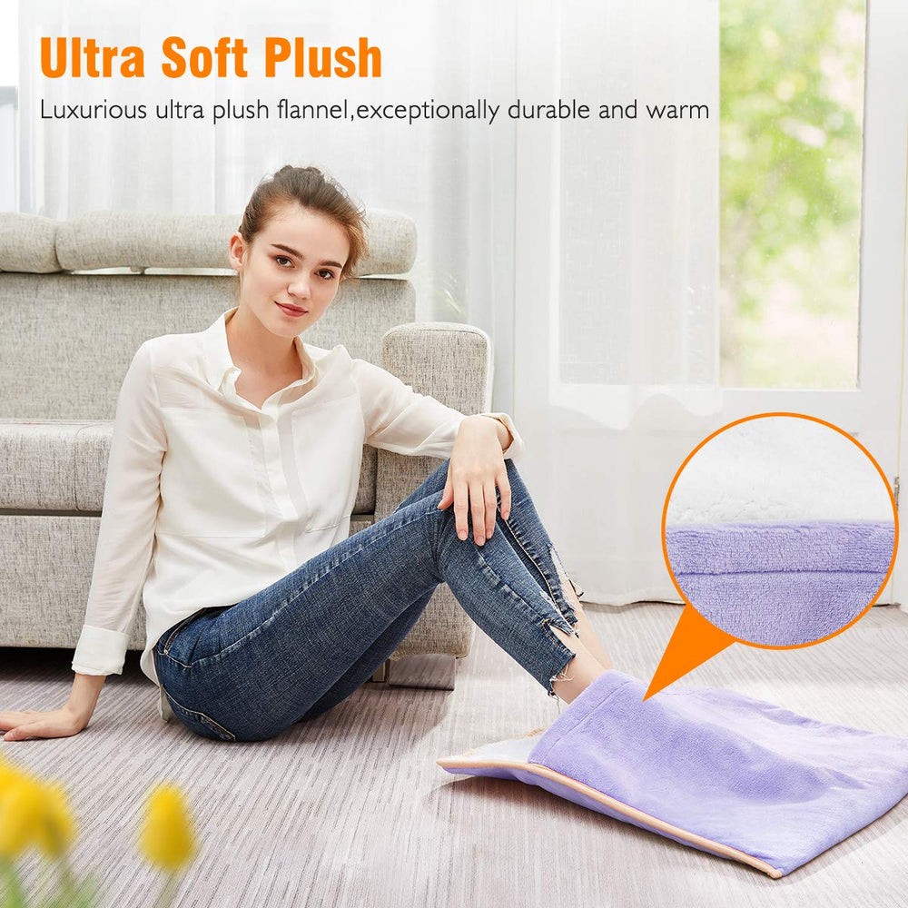FIGERM Foot Warmer Electric being used on back/abdomen to feel warmth