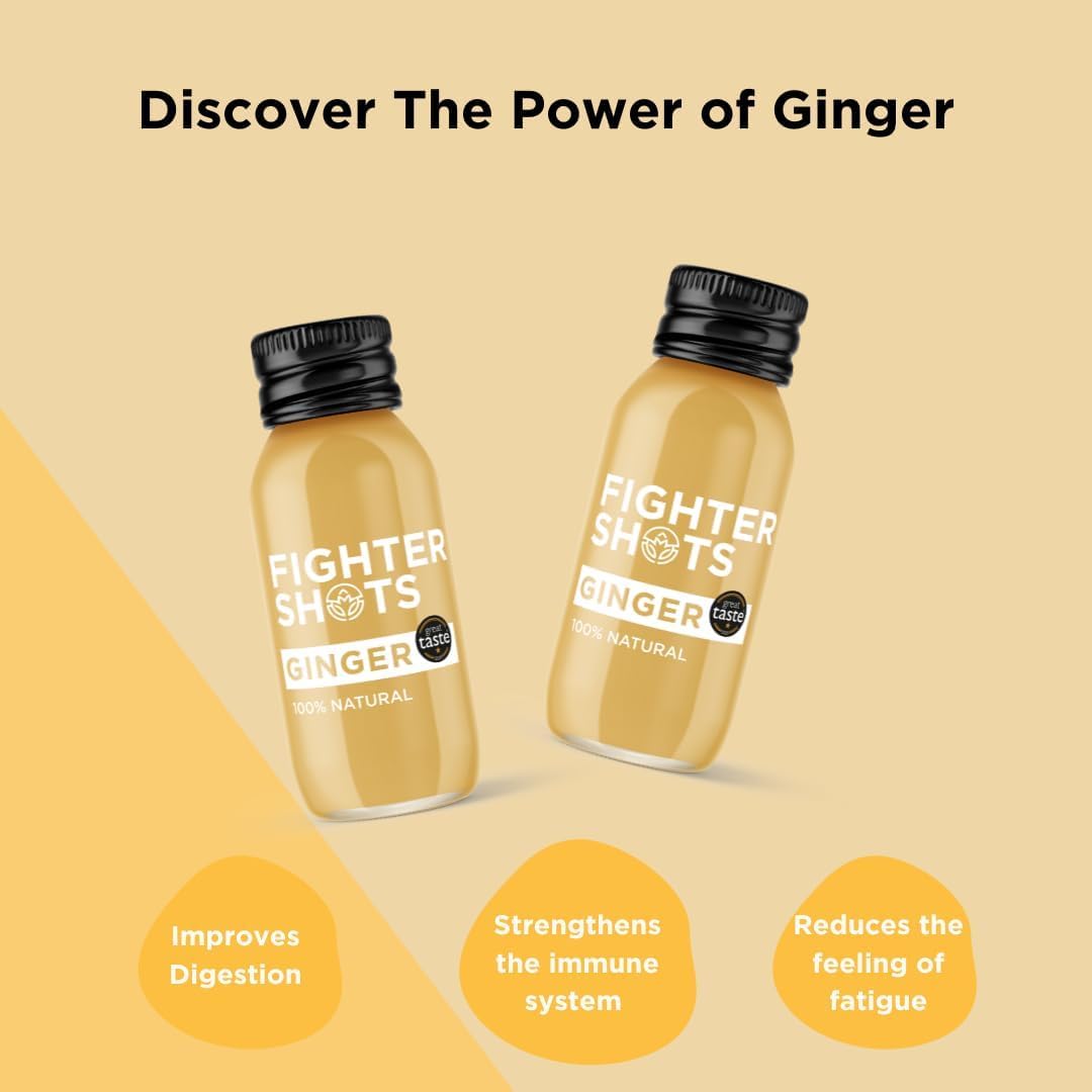 Ginger Shot on a fridge shelf ready to grab for a quick pick-me-up