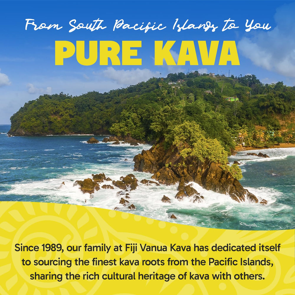 8 oz Fiji Vanua Kava packaging offers convenient daily use.
