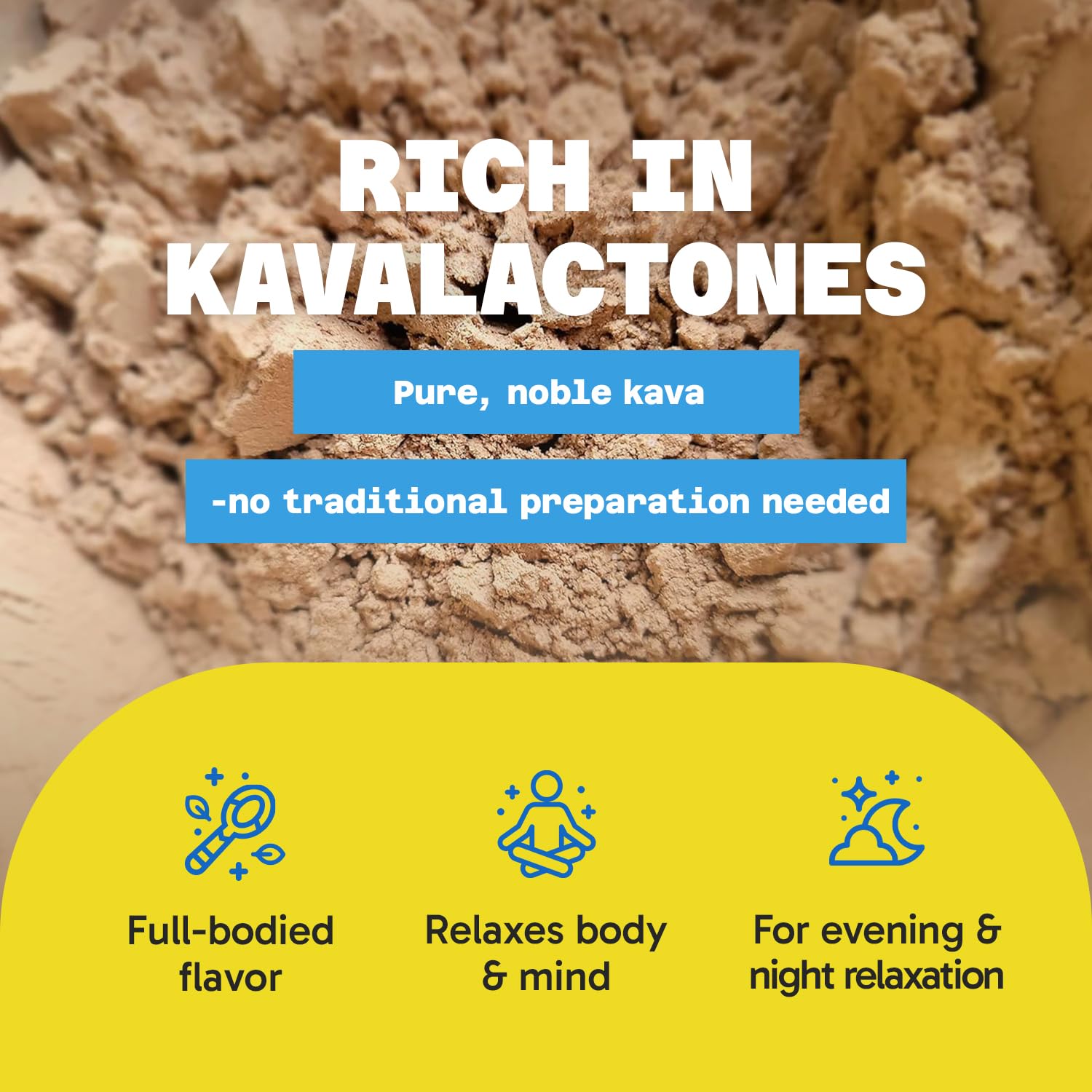 Secure, foil-sealed packaging preserves freshness of Fiji Vanua Kava instant powder.