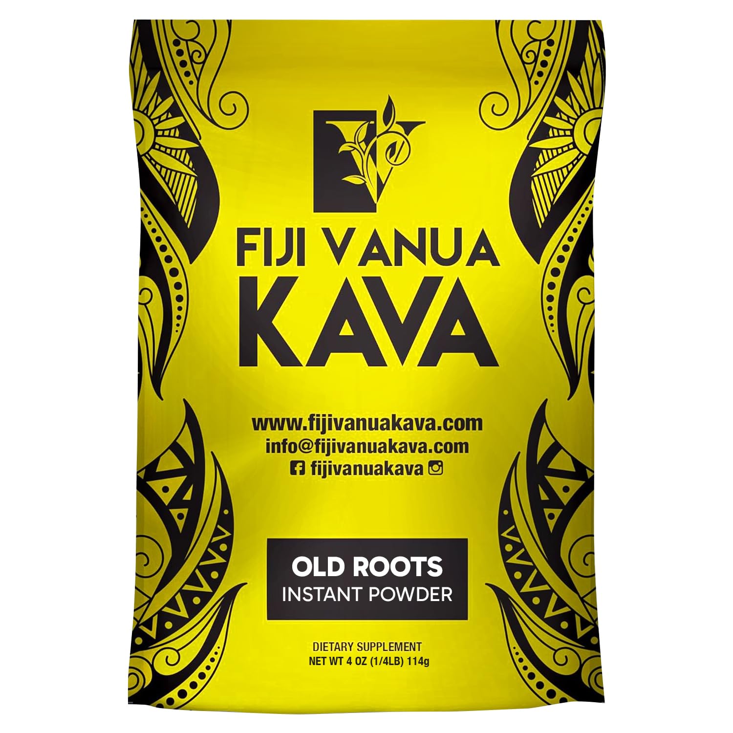Fiji Vanua Kava instant old roots powder dissolves easily in water for a calm mix.
