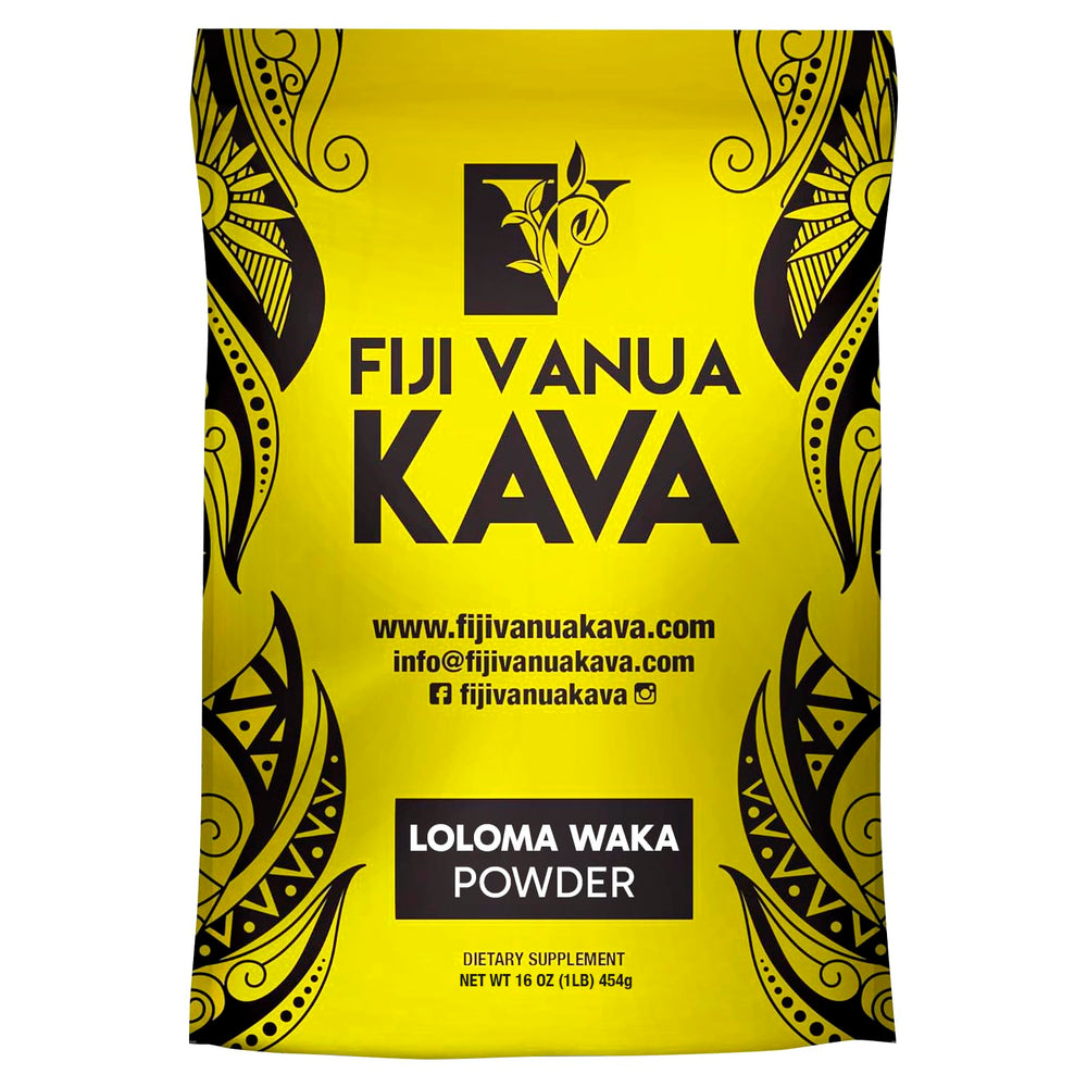 Fiji Vanua Kava Loloma Waka powder in a sealed bag ready for a smooth traditional brew