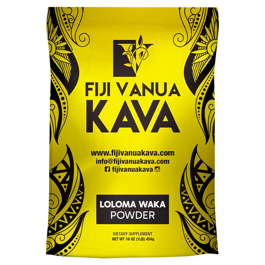 Fiji Vanua Kava Loloma Waka powder in a sealed bag ready for a smooth traditional brew