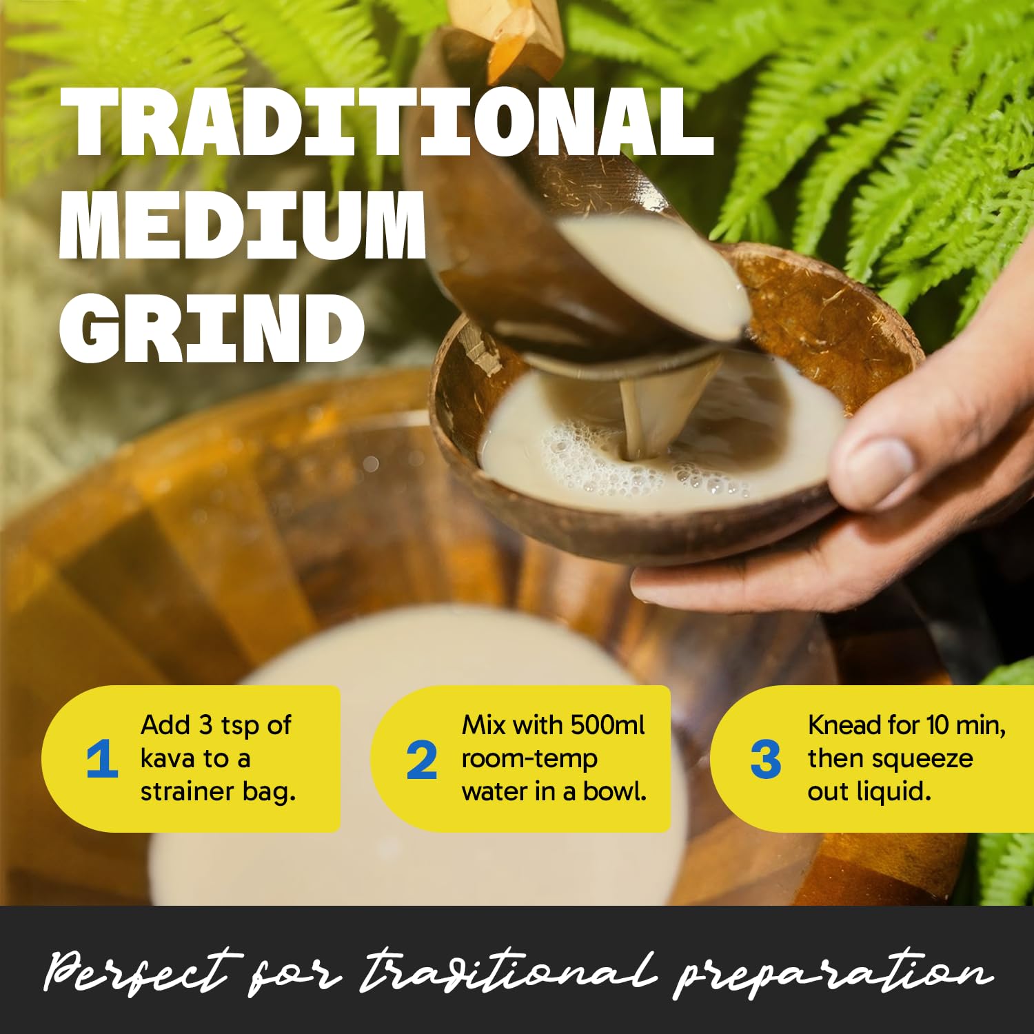 Traditional Fiji Vanua Kava brew setup with strainer concept.