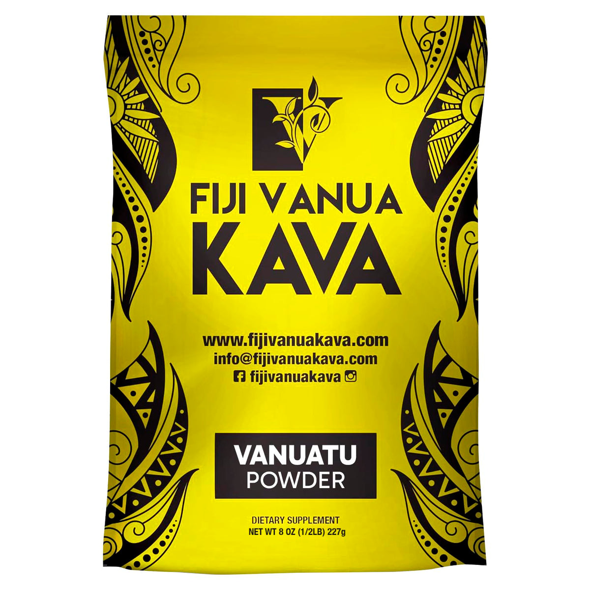 Fiji Vanua Kava Vanuatu powder front label for premium ceremonial use