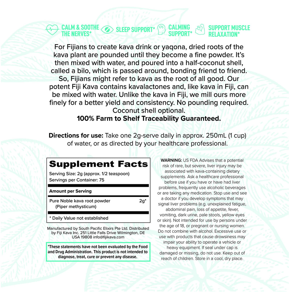 FijiKava pure noble root powder jar signaling premium quality