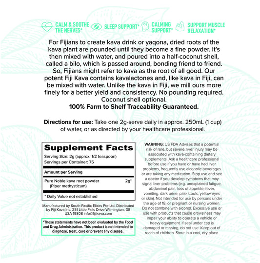 FijiKava pure noble root powder jar signaling premium quality