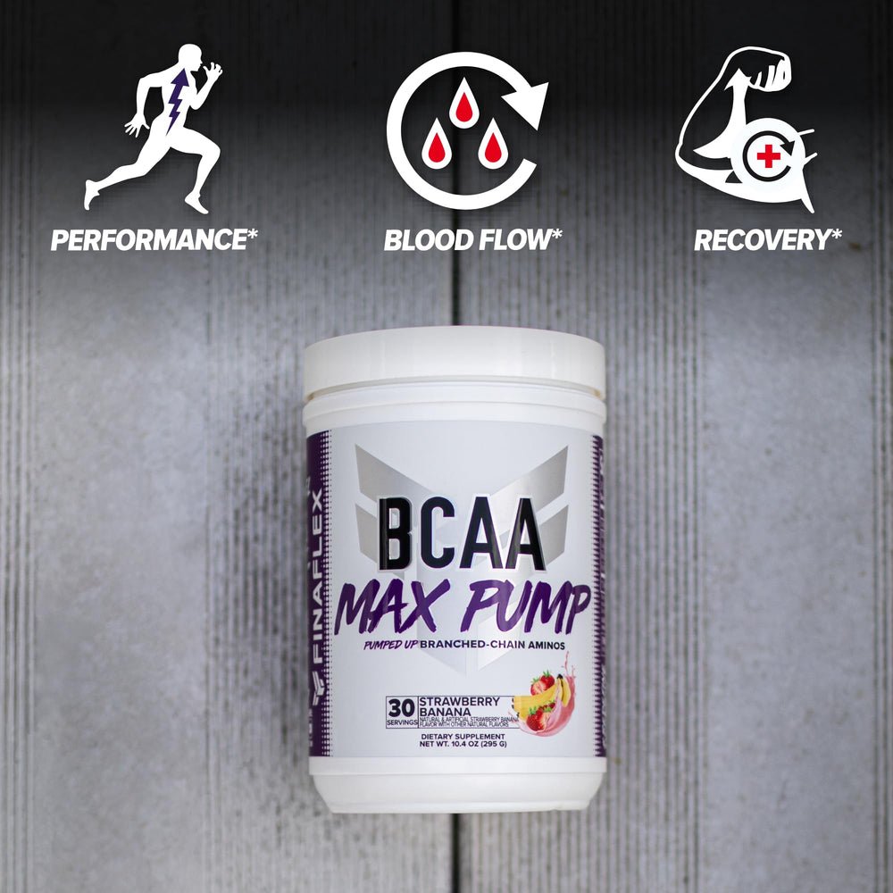 FINAFLEX BCAA MAX PUMP glass shows hydration-friendly beverage ready for quick fueling
