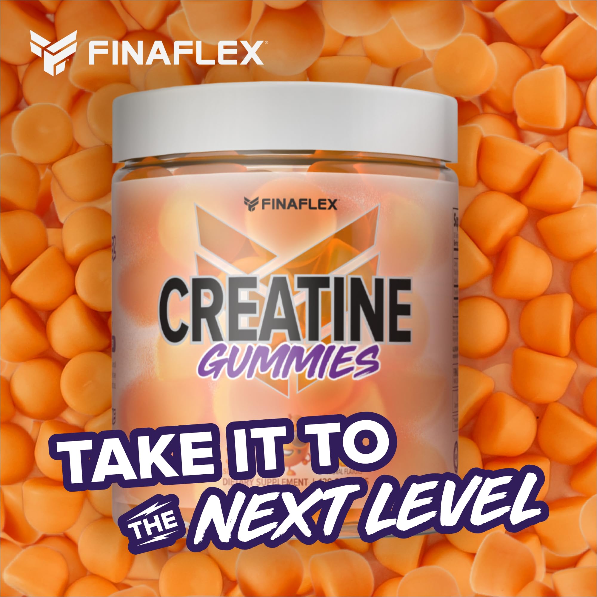 FINAFLEX Creatine Gummies orange bottle side view