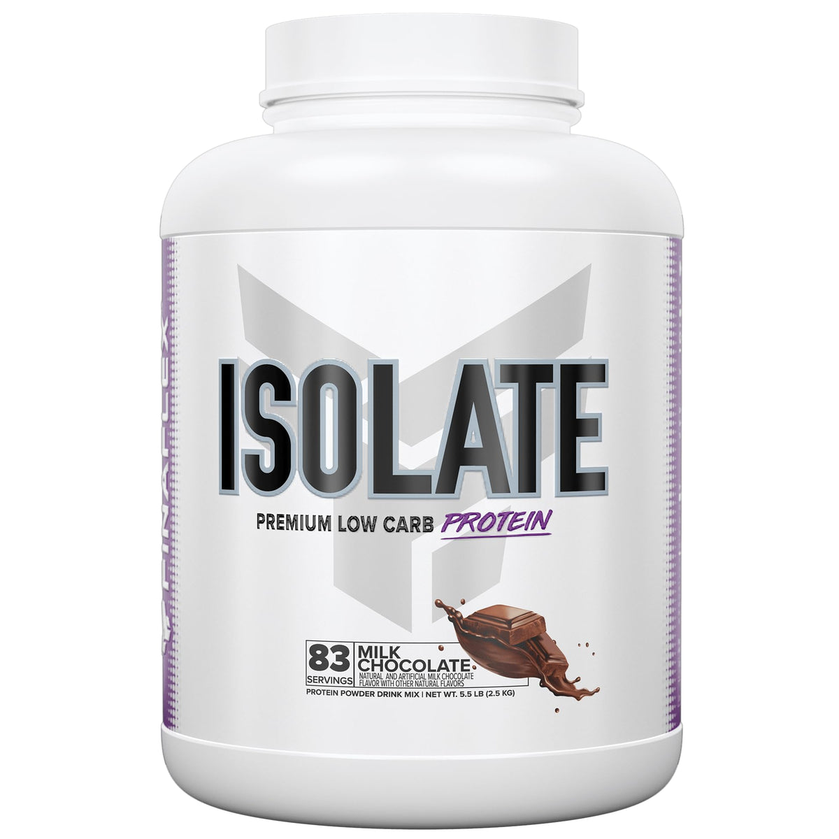 FINAFLEX ISOLATE milk chocolate powder bottle for a high-protein shake