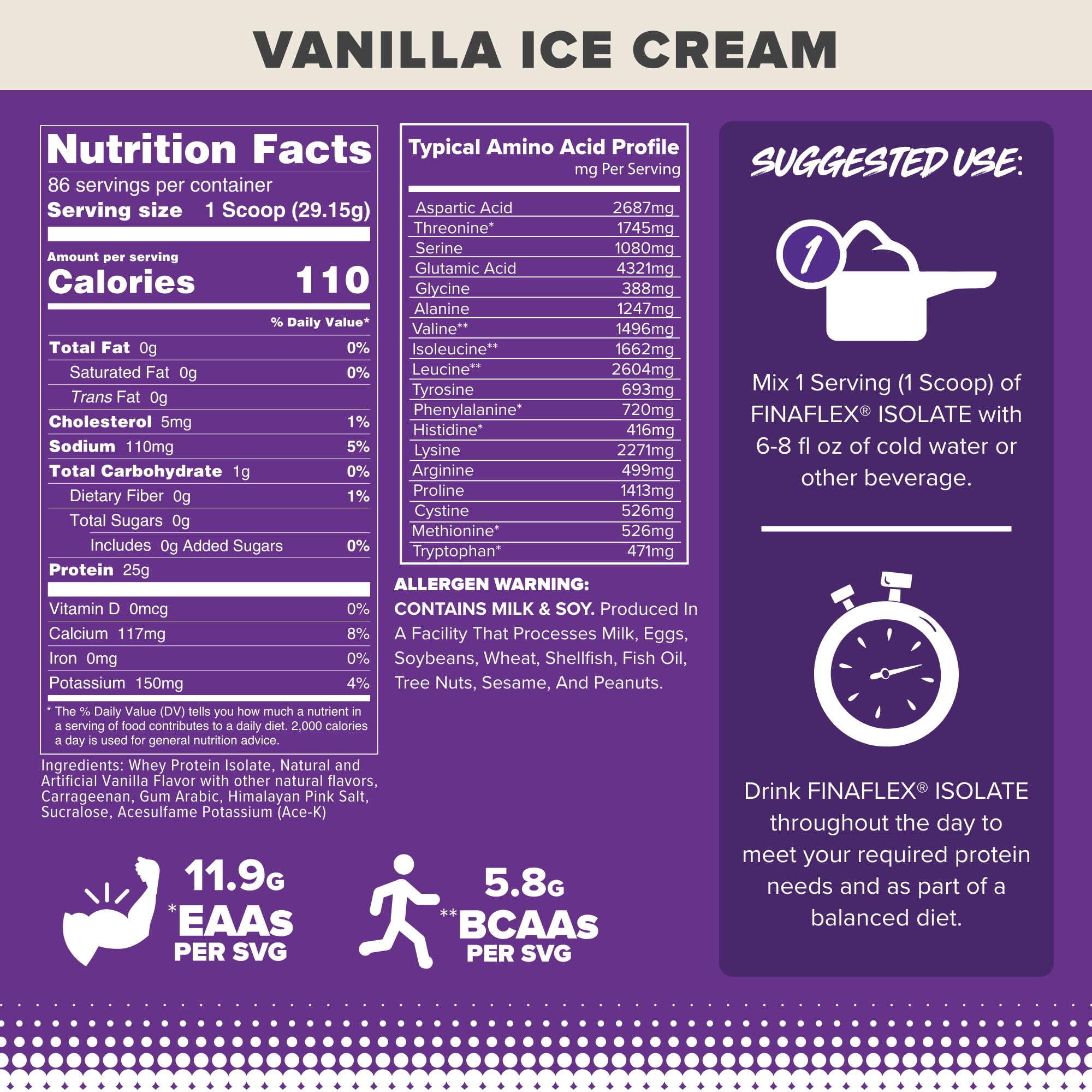 FINAFLEX ISOLATE Vanilla milkshake in glass with zero sugar
