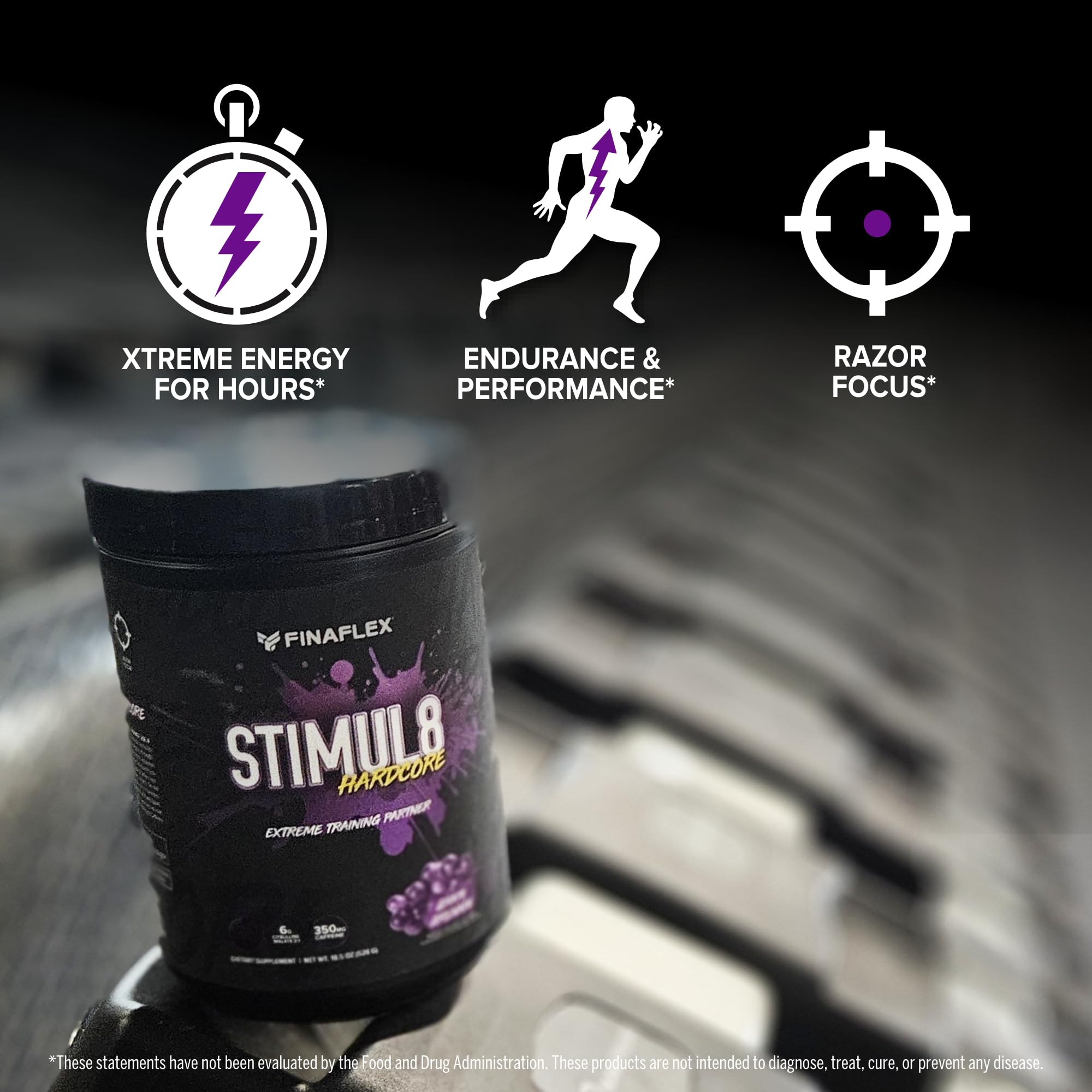 FINAFLEX Stim8 Hardcore close-up on caffeine dose for energy