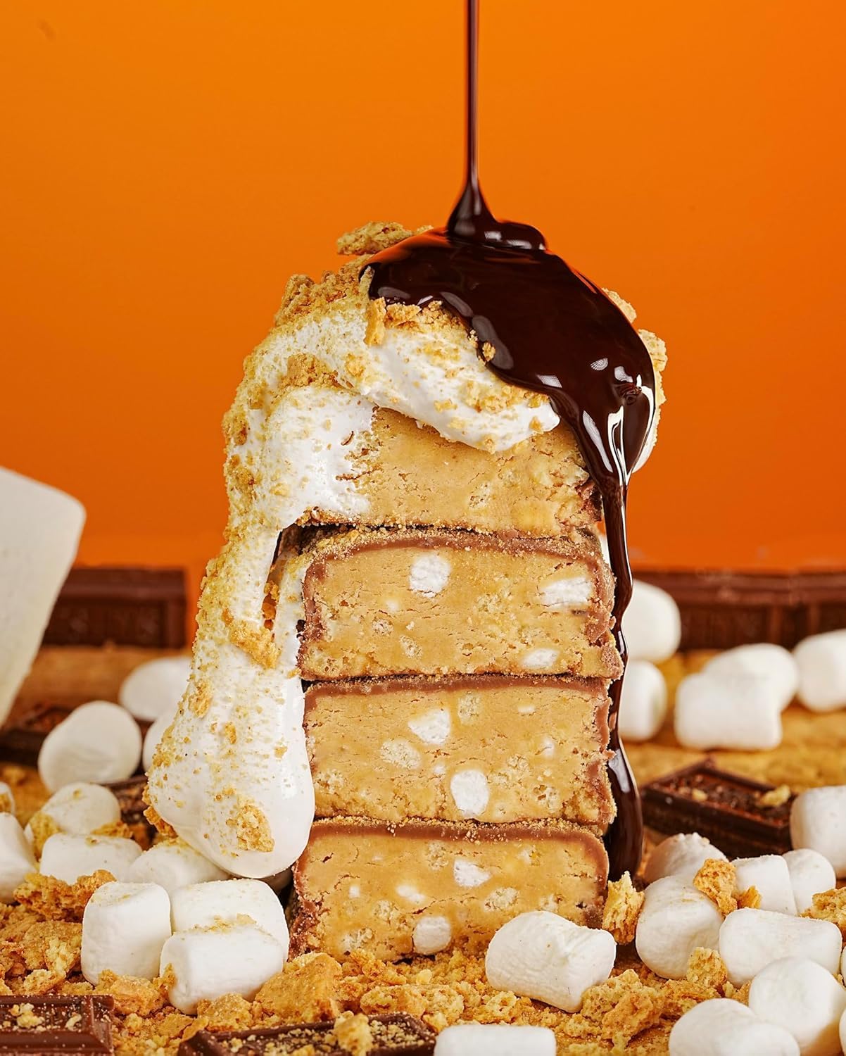 Six-bar sampler close-up shows authentic chocolate coating and glossy finish.