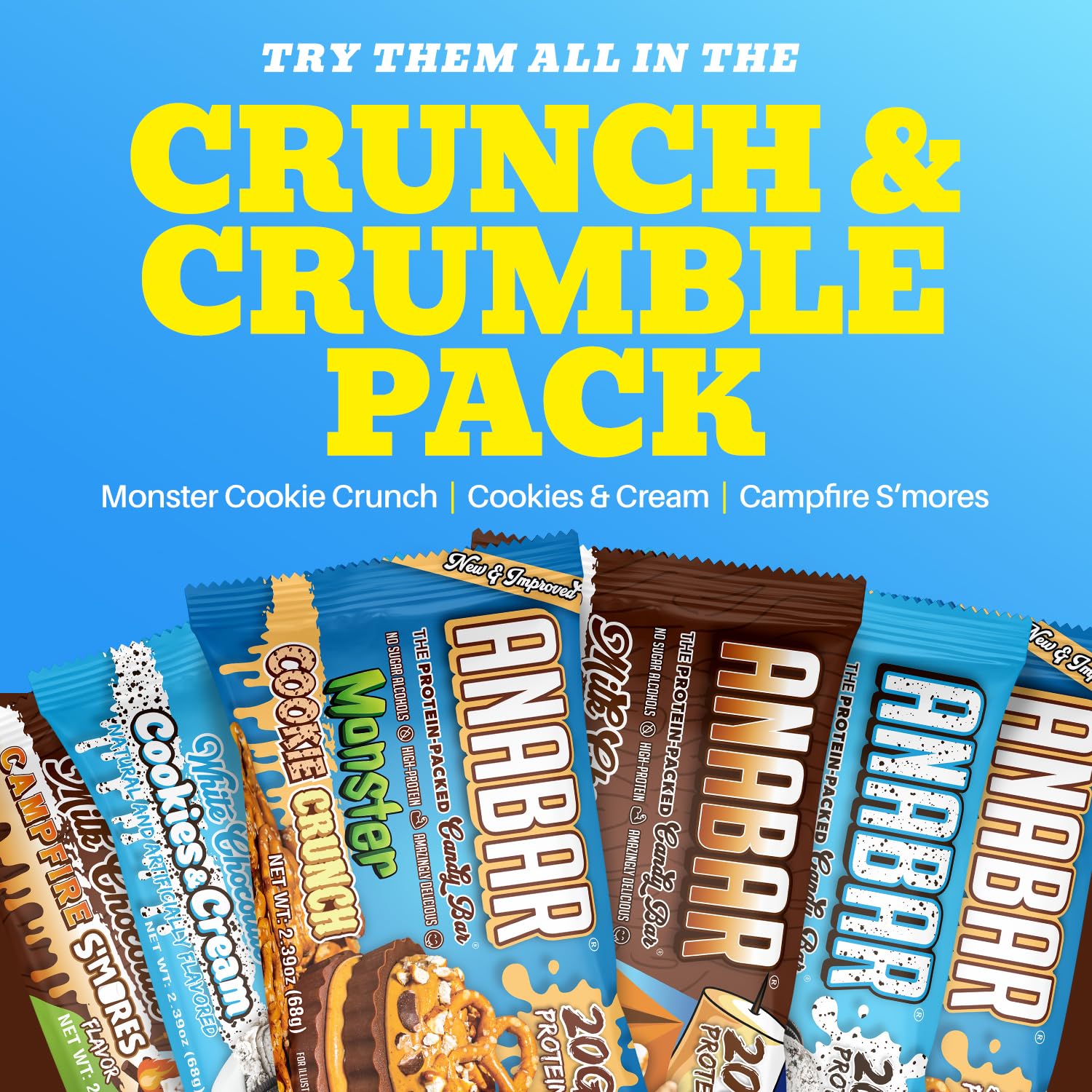 Anabar Cookies and Cream bar features premium chocolate coating and high protein.