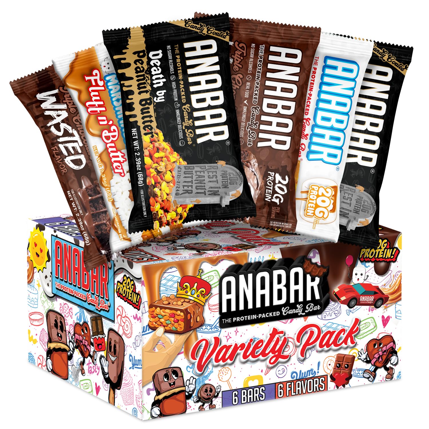 Final Boss Anabar Sampler Pack pack-shot showing six protein bars for on-the-go protein.