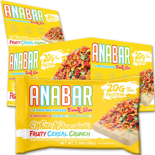 Final Boss Anabar white chocolate fruity cereal crunch bar for quick protein on the go.