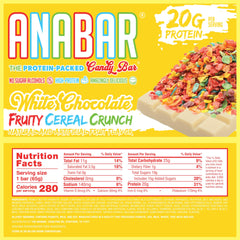 Final Boss Anabar white chocolate fruity cereal crunch bar shown in lunchbox setting for portability.