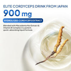 Cordyceps Plus drops being added to a beverage by a user.