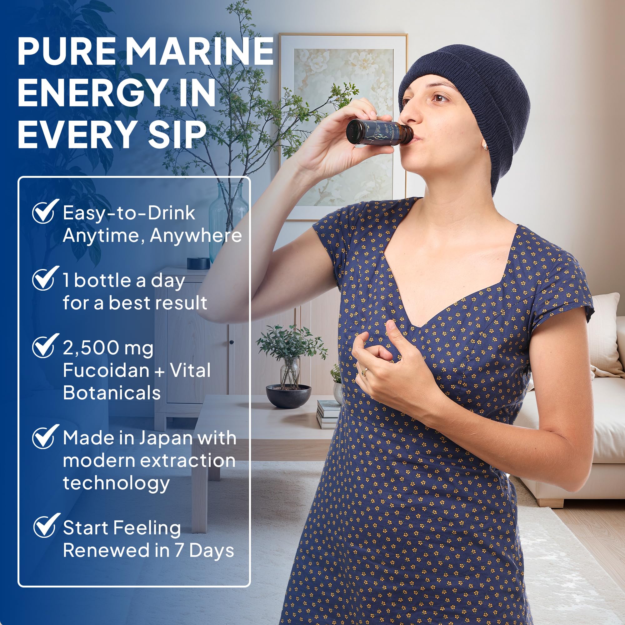 FINE JAPAN Fucoidan Plus Drink being poured, ideal for on-the-go hydration.