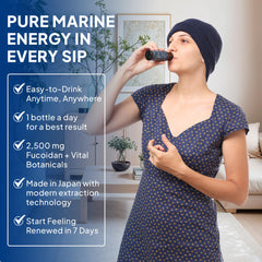 FINE JAPAN Fucoidan Plus Drink being poured, ideal for on-the-go hydration.