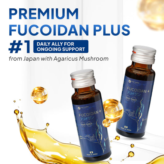 FINE JAPAN Fucoidan Plus Drink bottle highlights seaweed extract ingredients for holistic routines.