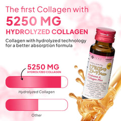 Close-up of ingredients for FINE JAPAN Hyaluron & Collagen Plus, including hyaluronic acid and vitamin C.