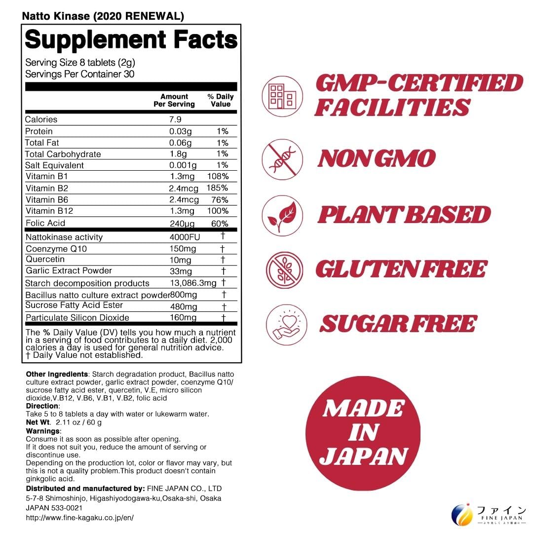 Red yeast rice ingredient visible on the Nattokinase label.
