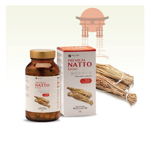 Fine Japan Natto Kinase label details highlight vegan and gluten-free formula.