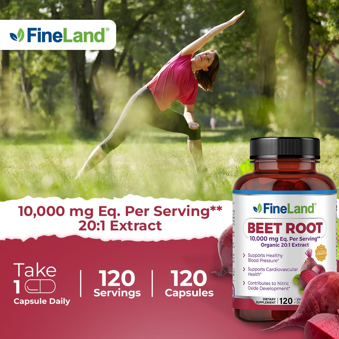 FineLand Beet Root Capsules 10k-equivalent closeup highlighting concentrated extract