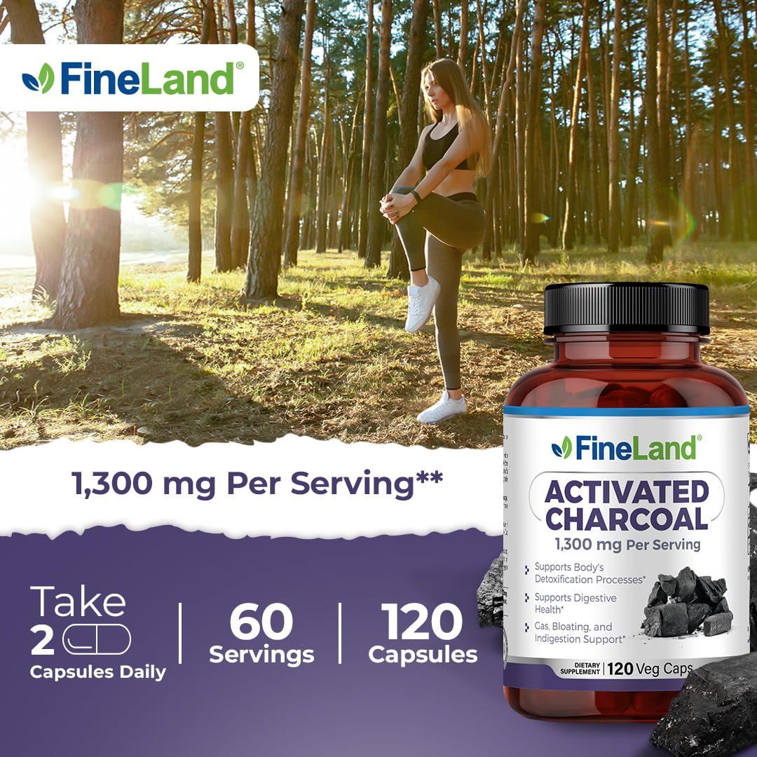 Coconut-shell activated charcoal highlights high adsorption capacity for gut comfort.