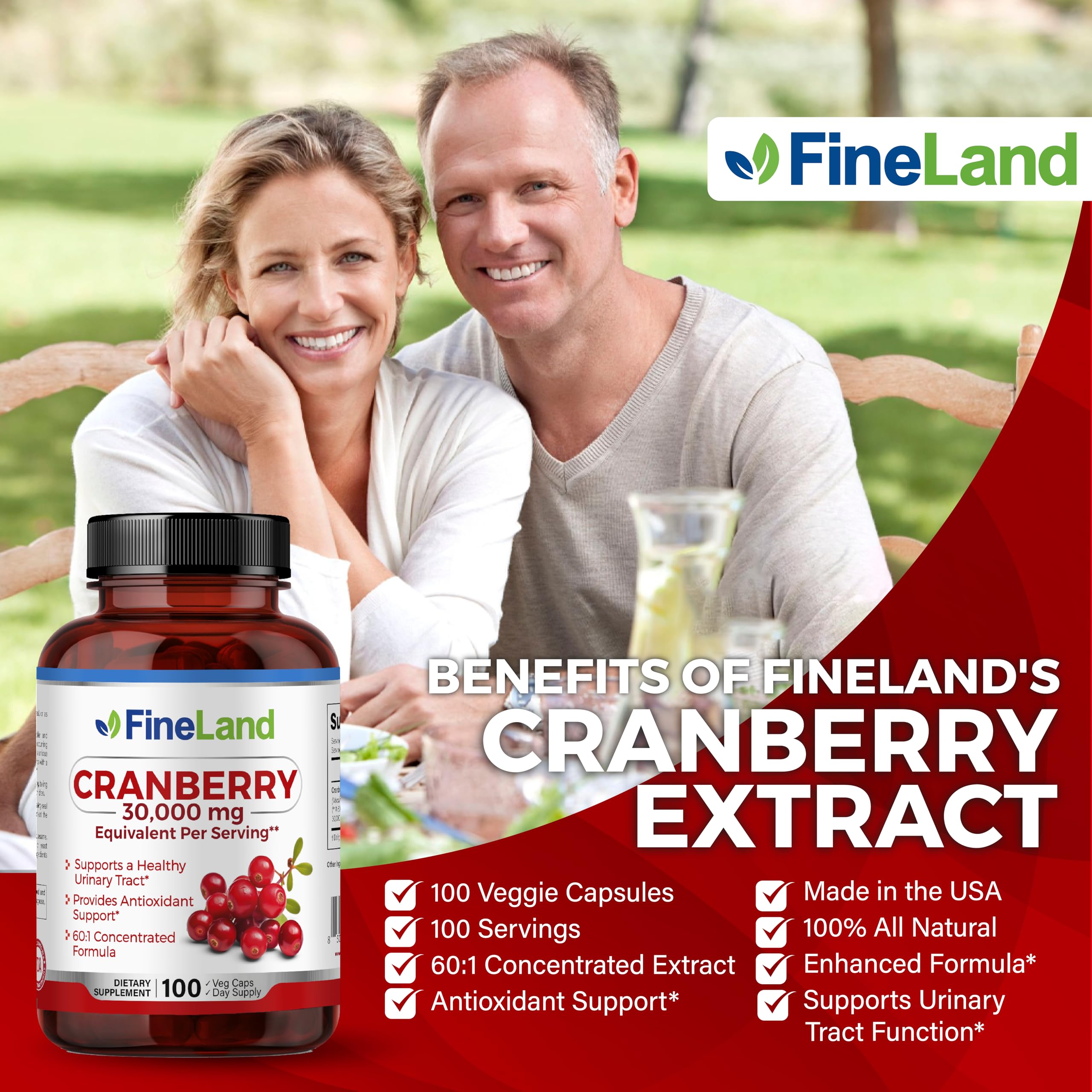 FineLand Cranberry Extract label with 60:1 ratio indicating potency