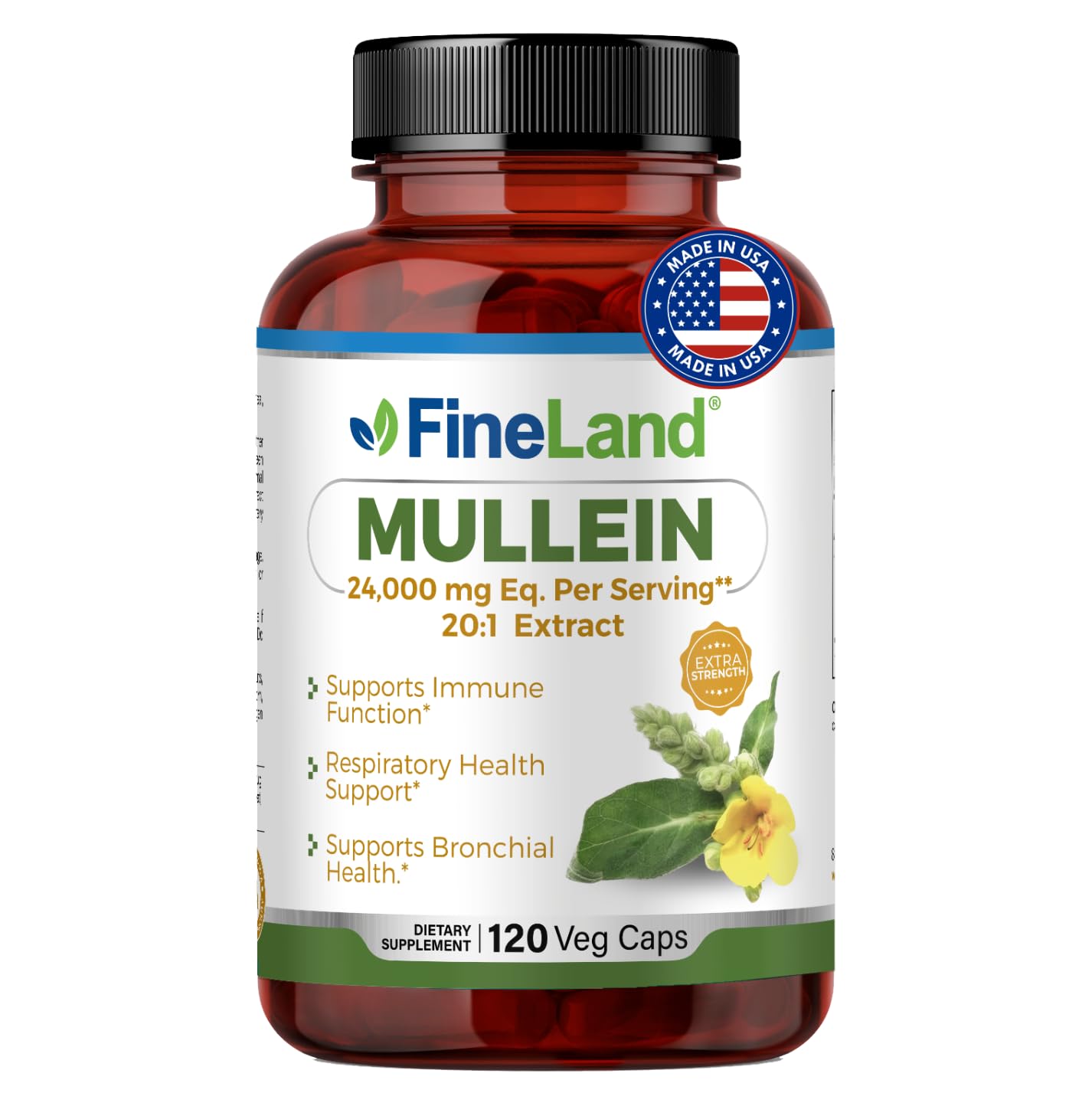FineLand Mullein Leaf 20x Extract bottle for respiratory support