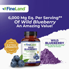 FineLand Wild Blueberry packaging on display, non-GMO and USA-made.