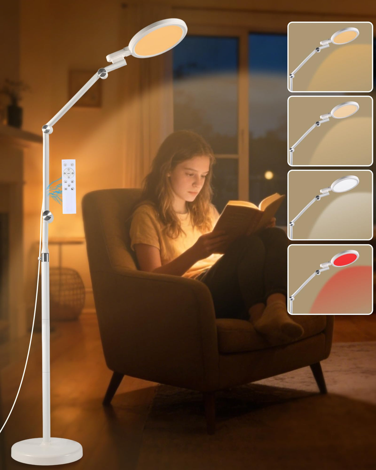 Finezeal Light Therapy Floor Lamp front view for daytime productivity and mood support.