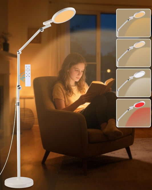 Finezeal Light Therapy Floor Lamp front view for daytime productivity and mood support.